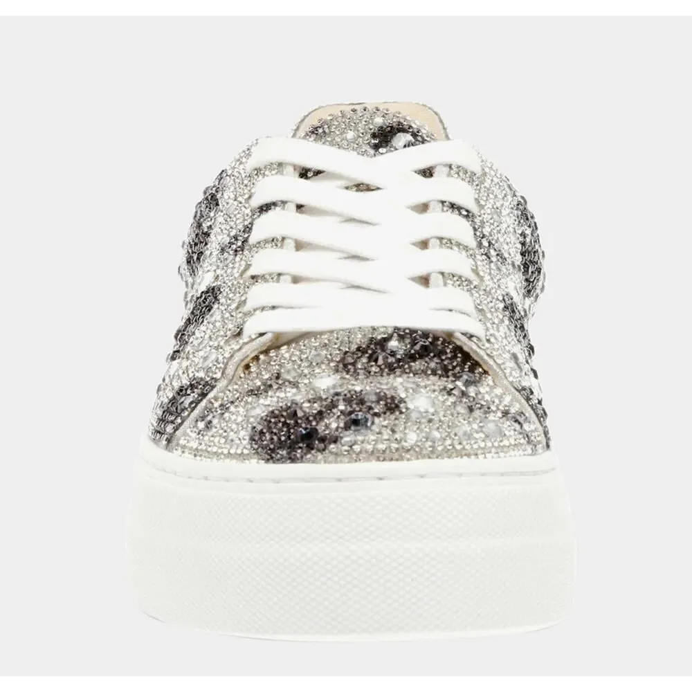 Betsey Johnson rhinestone crystal skull womens mid sneakers sz 9.5